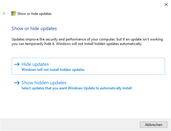 Windows 10 Updates verstecken